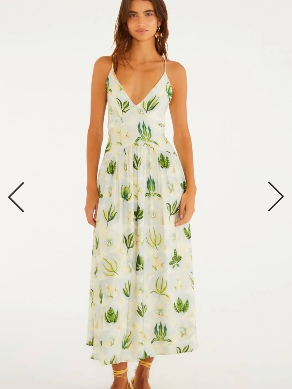 FARM Rio White Maxi Dress with Green Botanical Print - New with tags!